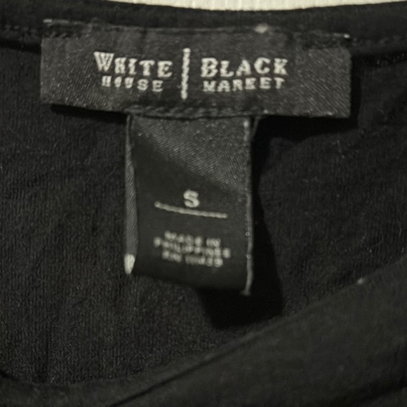 White House Black Market Black Ruched Flutter Sleeve Blouse - Picture 2 of 4